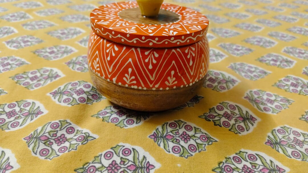 Wooden Abstract Art Jars - Handpainted wooden storage jars with lid I Perfect for Gifting I Set of 2 - Image 3